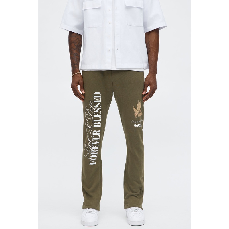Forever Blessed Flared Sweatpants – Olive