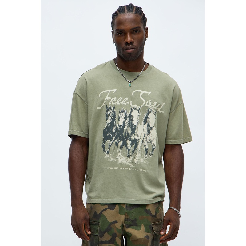 Free Soul Oversized Short Sleeve Tee – Olive
