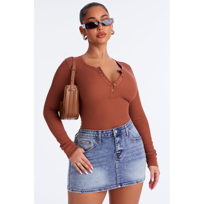 Sophie Henley Long Sleeve Thermal Top – Brown