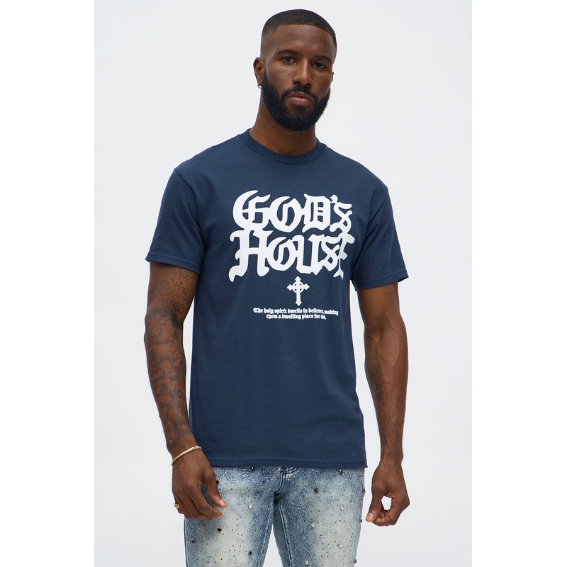 Welcome To God’s House Short Sleeve Tee – Navy