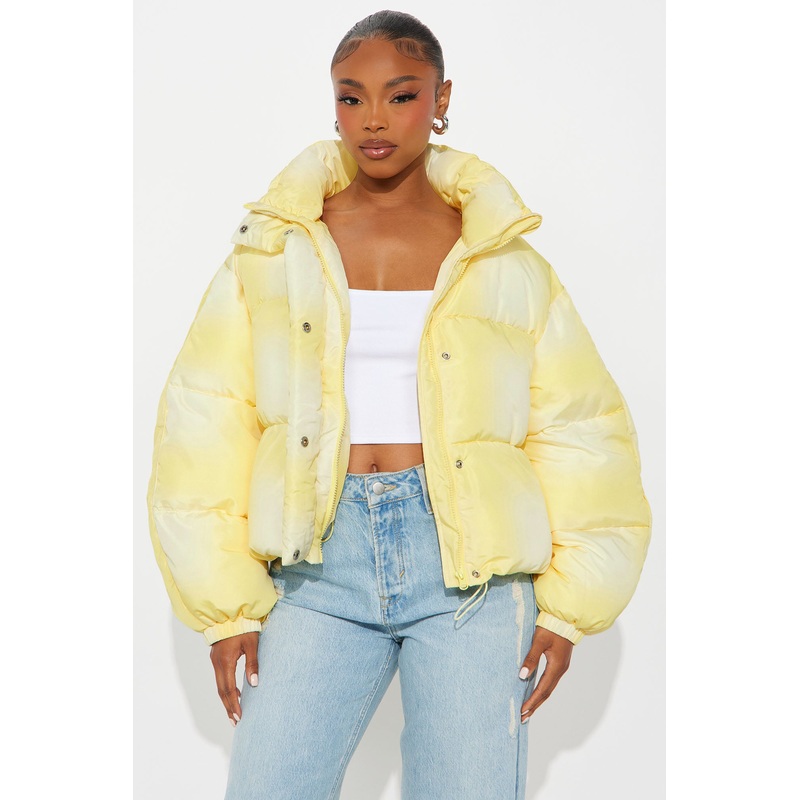 Zoe Ombre Cropped Puffer Jacket – Yellow