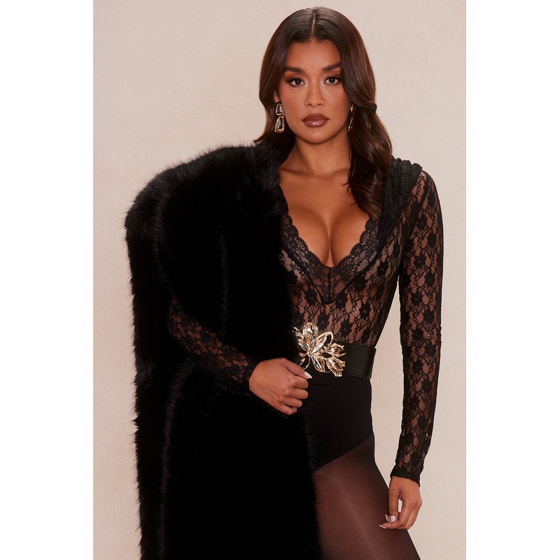 Always Drama Faux Fur Scarf – Black