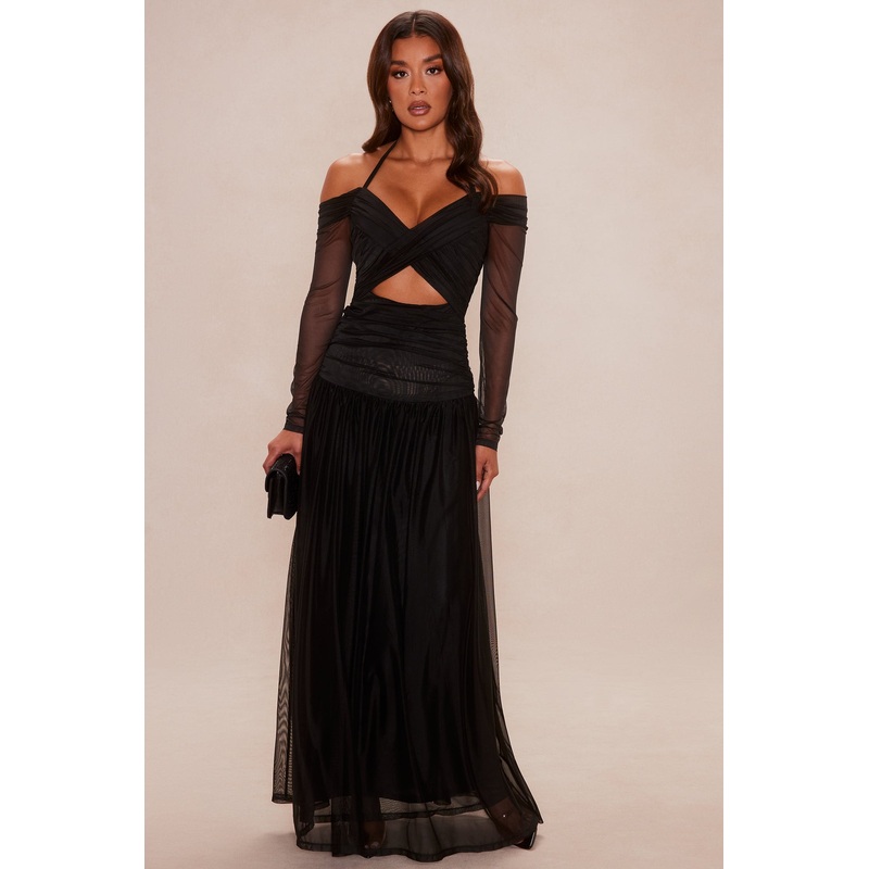 Born Bold Mesh Maxi Dress – Black