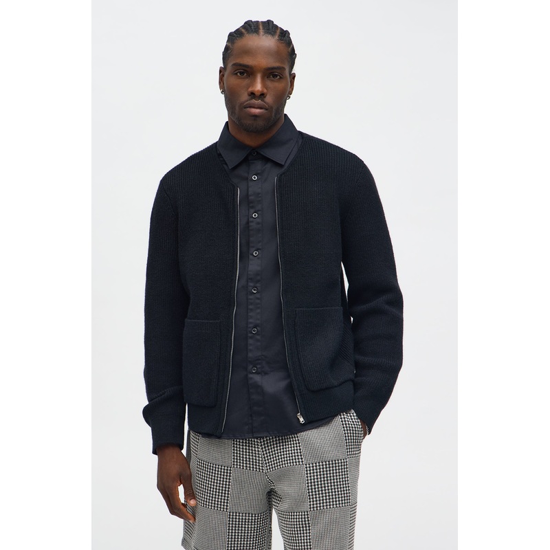 Daily Edition Zip Up Cardigan – Black