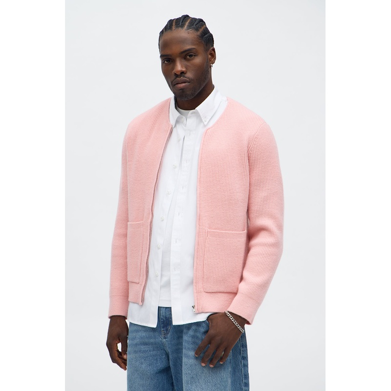 Daily Edition Zip Up Cardigan – Pink