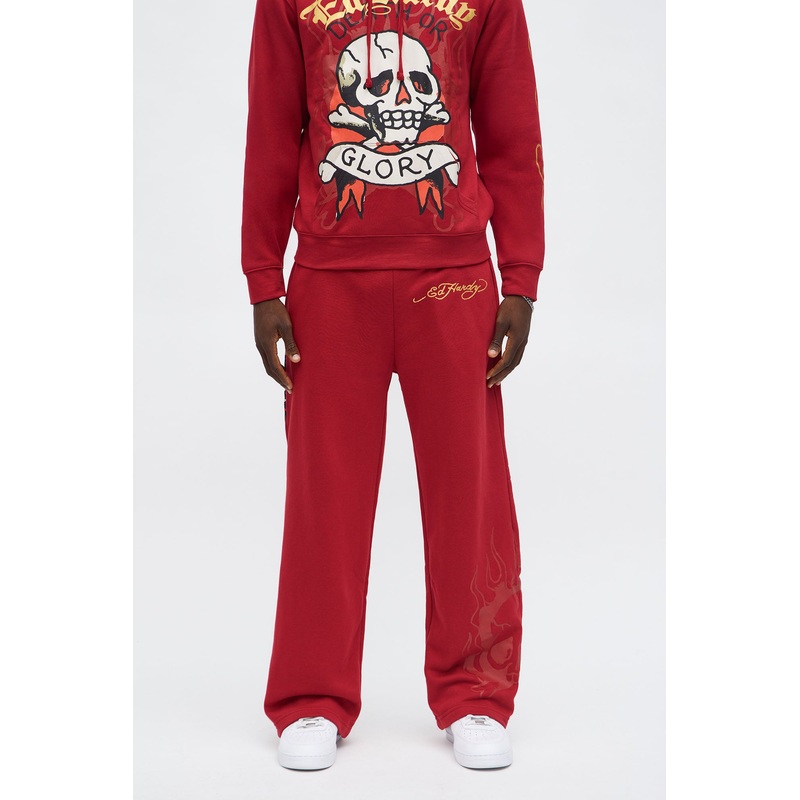 Ed Hardy Glory Skull Sweatpant – Red
