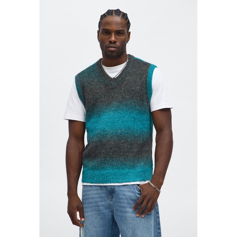 Gradient Sweater Knit Vest – Blue/combo