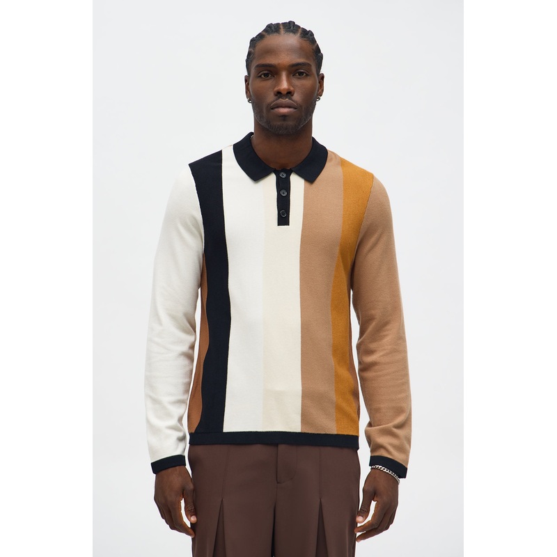 New Level Striped Polo 2.0 – Brown Combo