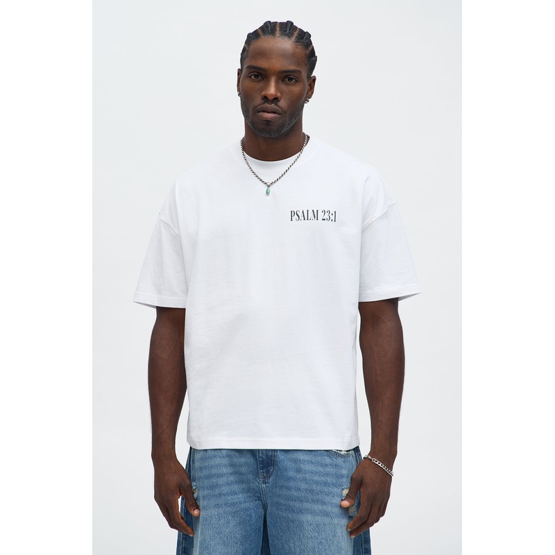 Psalms 23 Verse 1 Oversized Short Sleeve Tee – White
