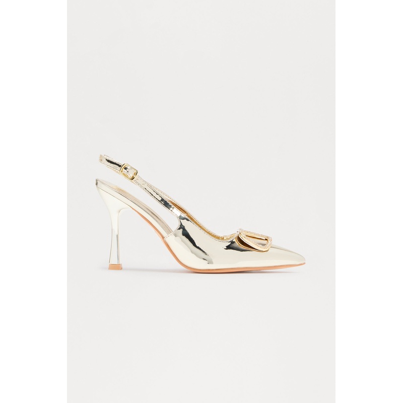 Sakina Rhinestone Trim Slingback Pumps – Gold