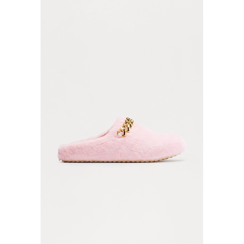 Selby Hardware Faux Fur Slippers – Pink