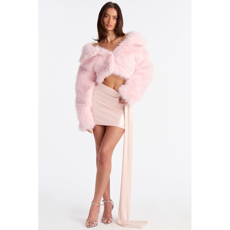 Shine For You Metallic Knit Mini Skirt – Pink