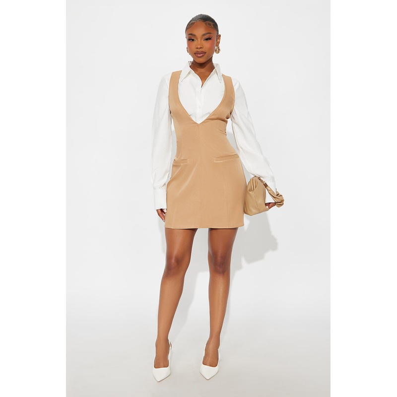 Arlene Long Sleeve Mini Dress – White/combo
