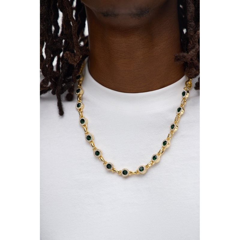 Iced Cluster Link Necklace – Gold