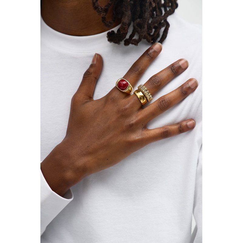 Mixed Edge Ring Set – Gold