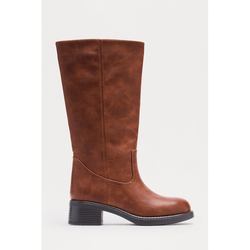 Scottsdale Faux Leather Knee High Boots – Brown