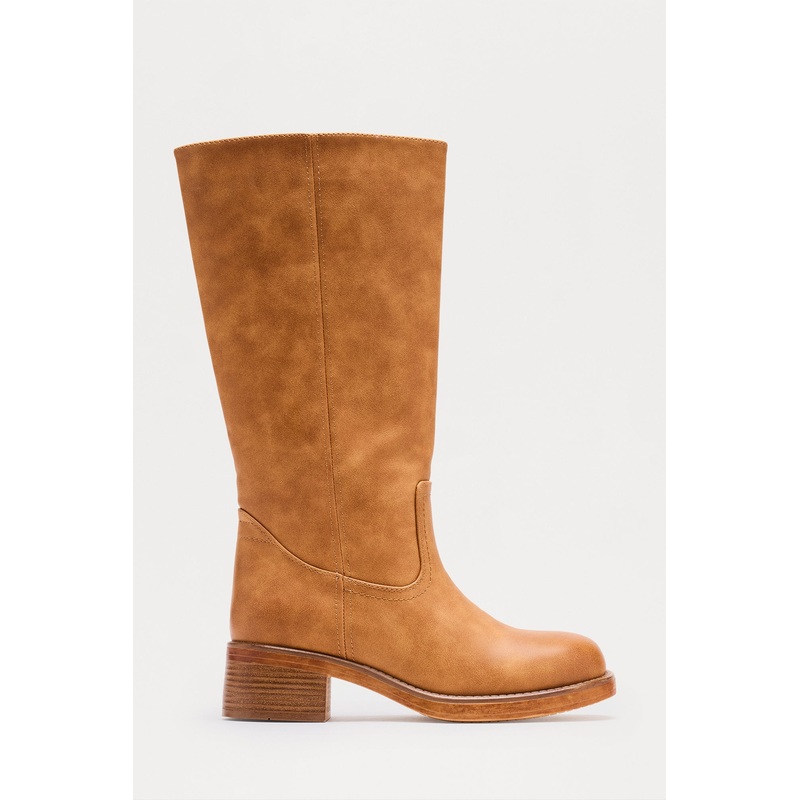 Scottsdale Faux Leather Knee High Boots – Tan