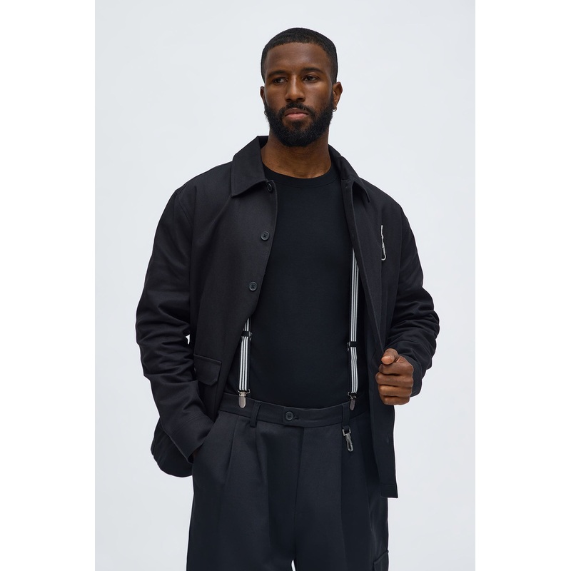 Striped Stretch Fit Adjustable Suspenders – Black/combo