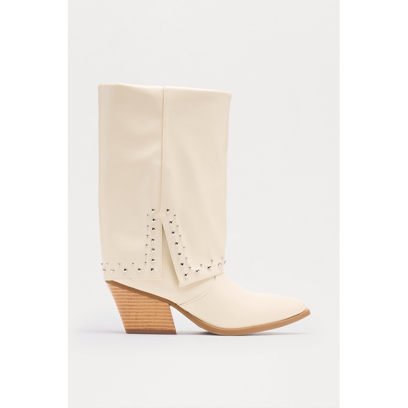 Thatcher Studded Overlay Booties – Ivory