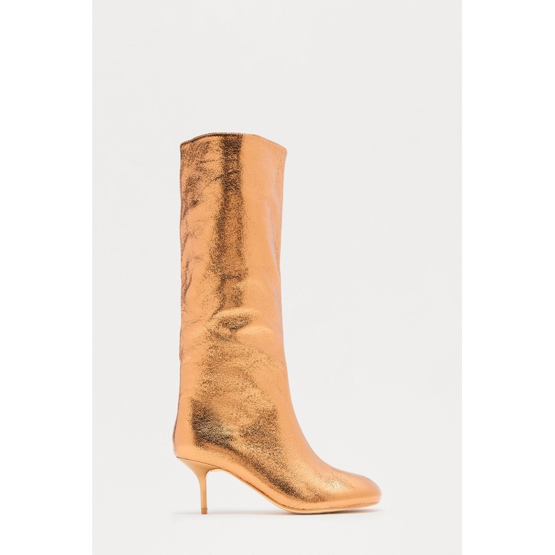 Tibby Kitten Heel Boots – Bronze
