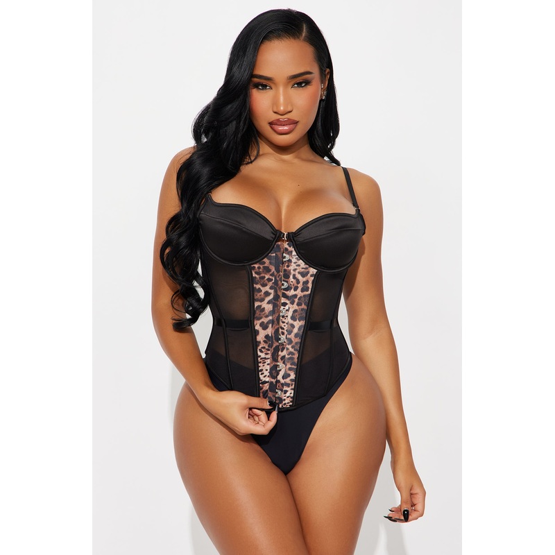Always A Mystery Satin Mesh Corset – Black/combo