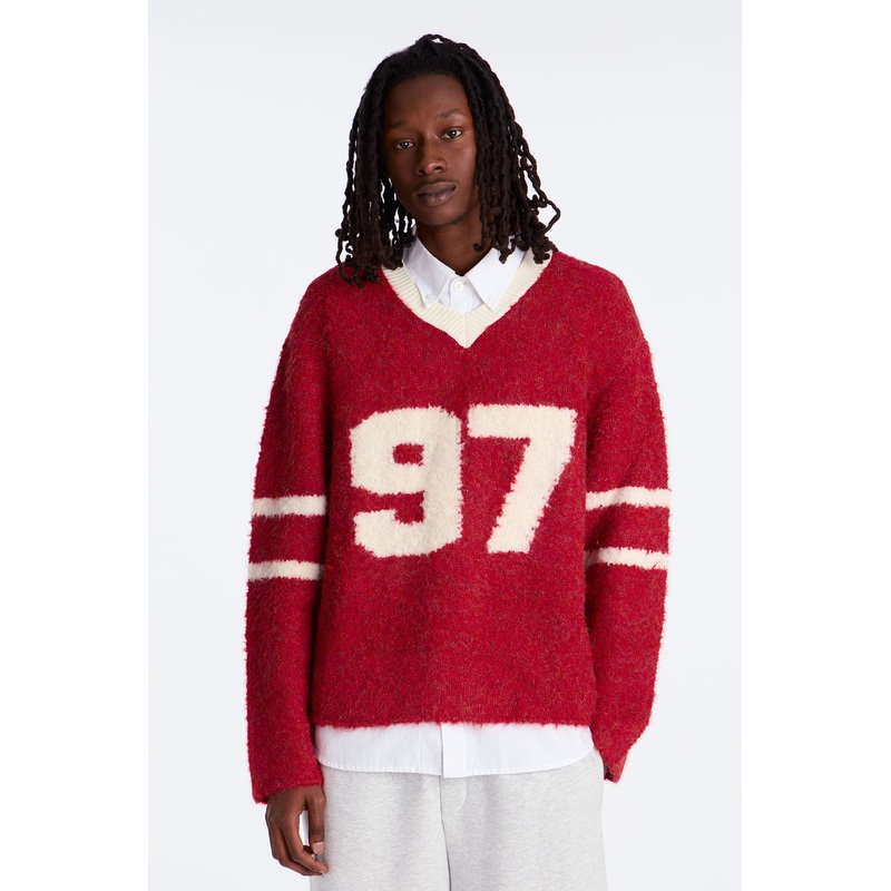 Boxy Winning Team Fuzzy Knit – Red