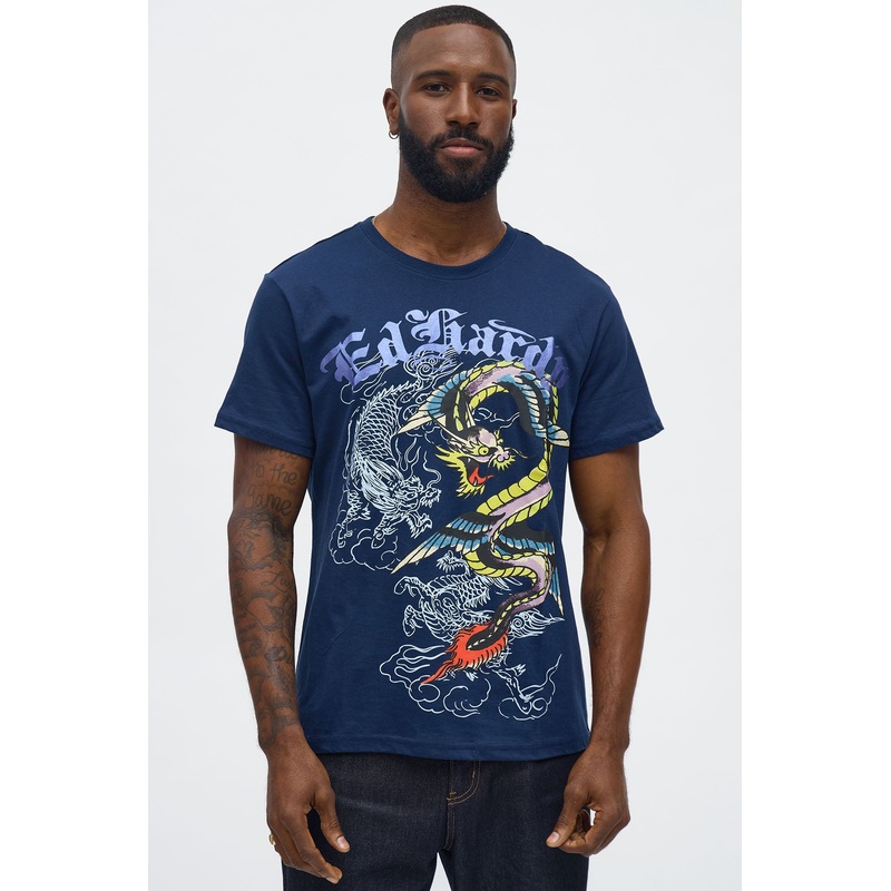 Ed Hardy Serpent Tattoo Short Sleeve Tee – Navy