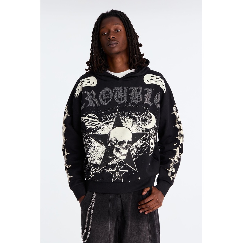 Trouble Star 1999 Oversized Hoodie – Black