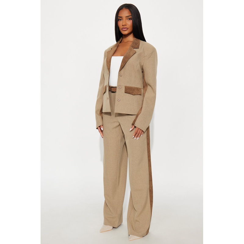 Bonnie Contrast Twill Rigid Wide Leg Pant – Brown