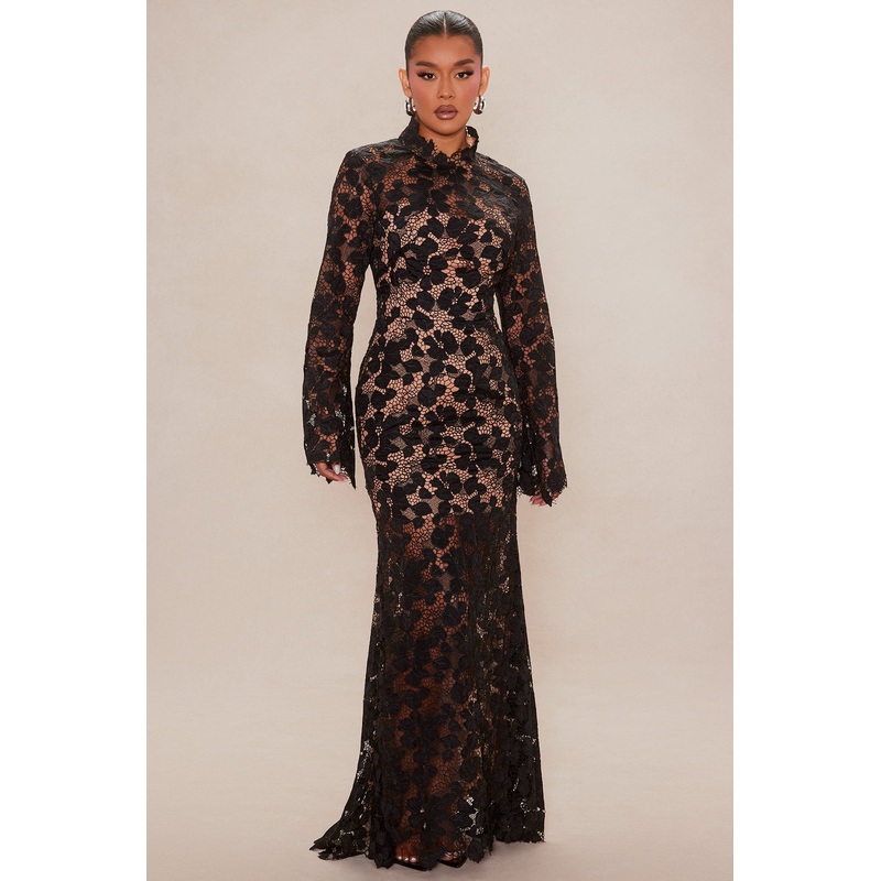 Elsie Sheer Maxi Dress – Black