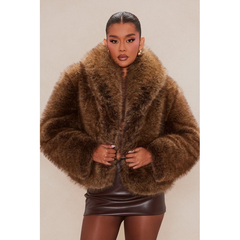 Zaria Faux Fur Jacket – Brown