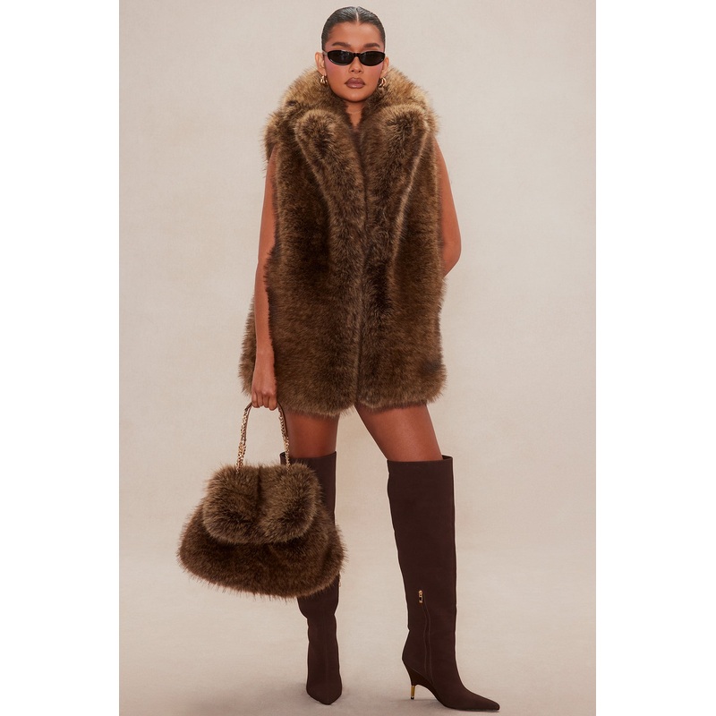 Zaria Faux Fur Vest – Brown
