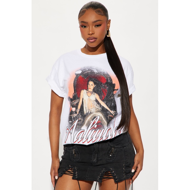 Aaliyah Queen of RnB Oversize Tee – Off White
