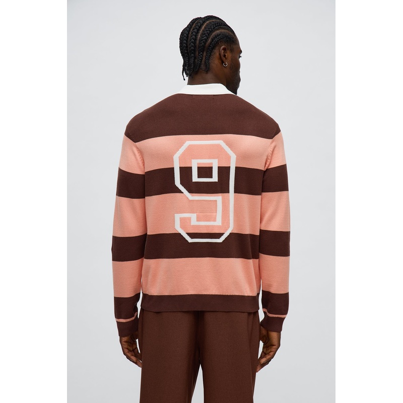 Ace Striped Polo Sweater – Pink