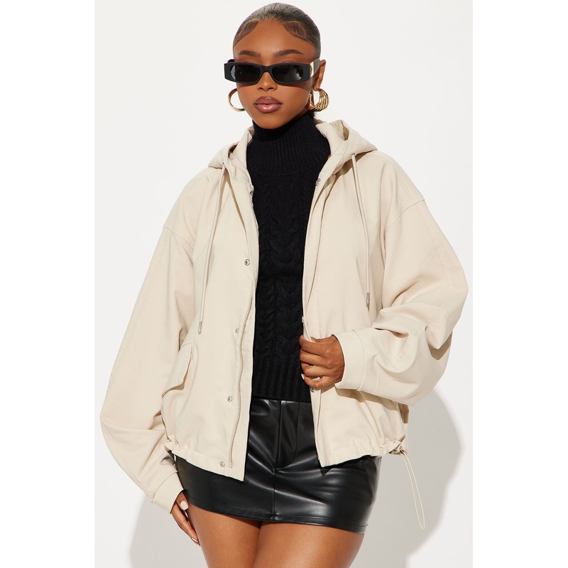 Aiden Nylon Blend Hooded Jacket – Sand
