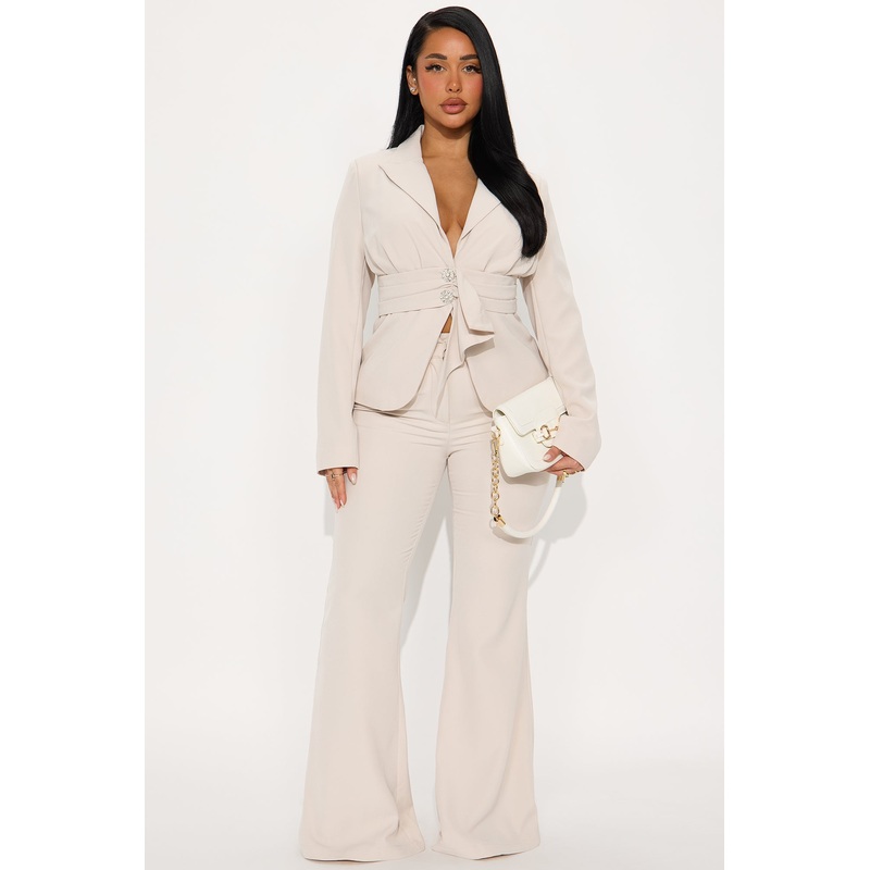 Alina Blazer Pant Set – Beige