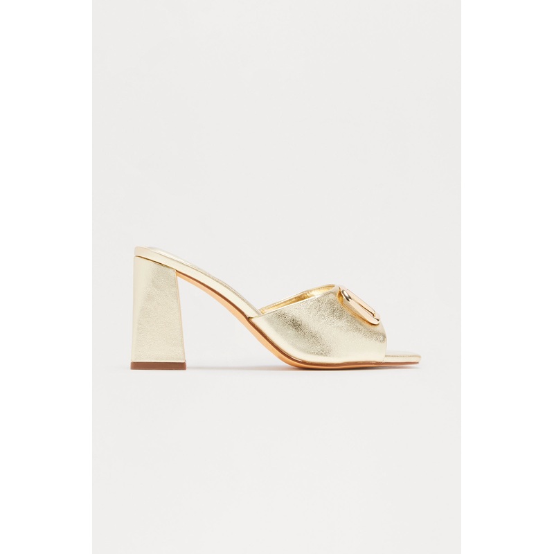 Brex Hardware Block Heels – Gold