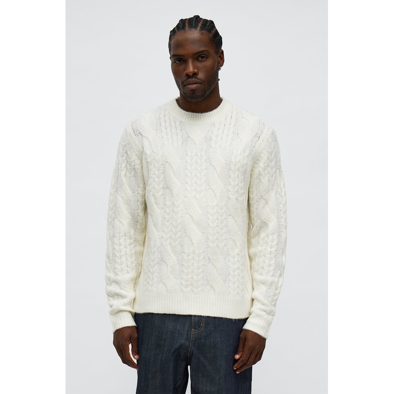 Day To Day Cable Knit Crewneck Sweater – Off White