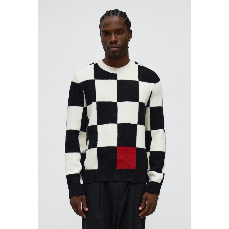 Fractured Crewneck Sweater – Off White/combo