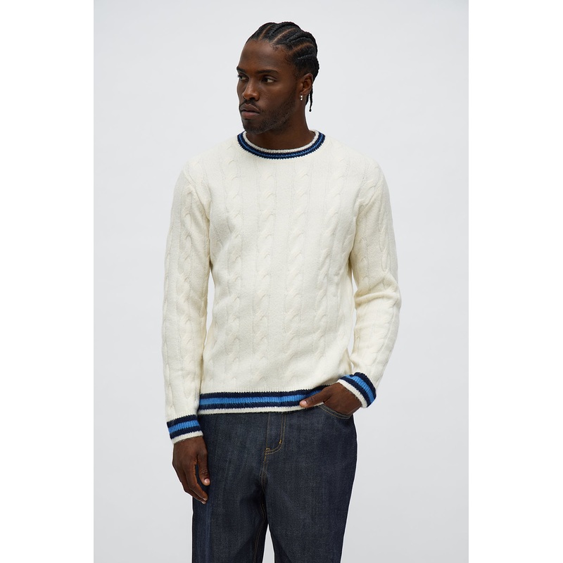 Framed Cable Sweater – Cream/combo
