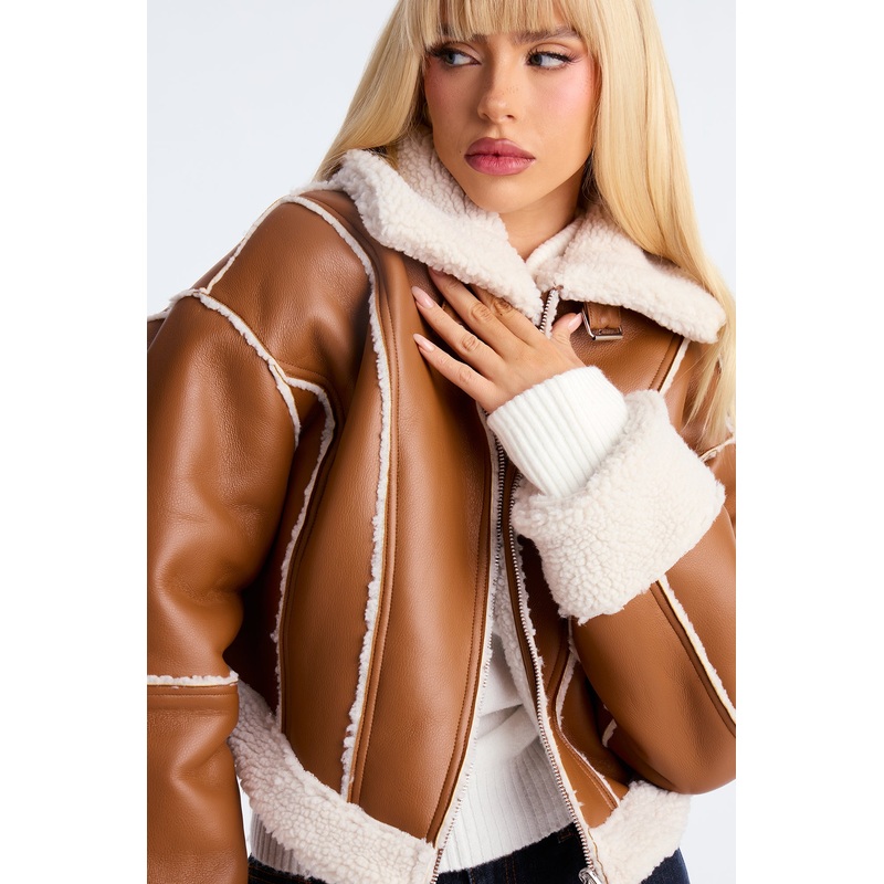 Wild Ride Reversible Faux Leather Moto Jacket – Brown/combo