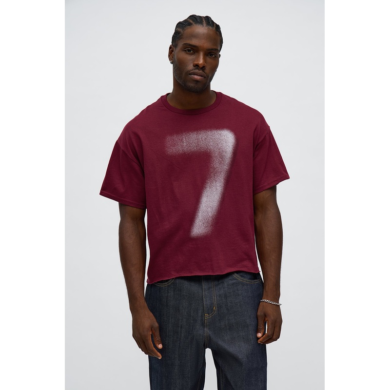 Zone 7 Oversized Short Sleeve Tee – Burgundy