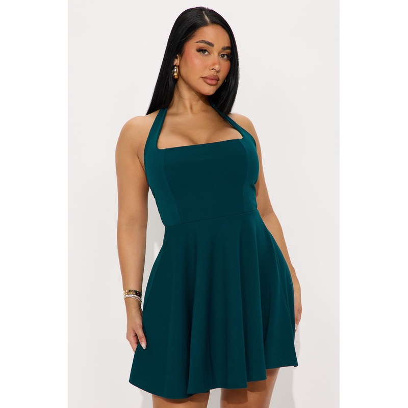 Alena Halter Mini Dress – Hunter