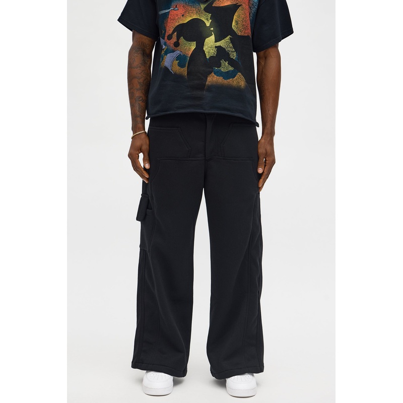 Baggy Cargo Street Mode Sweatpants – Black