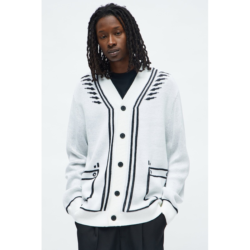 Contrast Detail Cardigan – Cream/combo