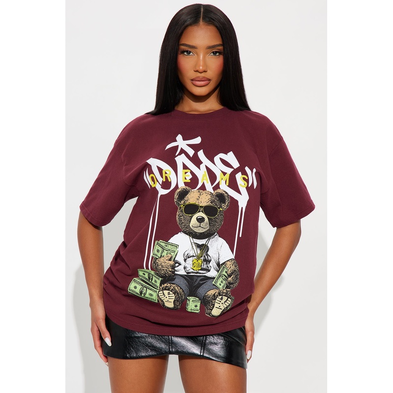 Dope Bear Vintage Wash Tee – Burgundy