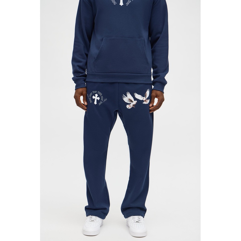 Faith Always Prevails Straight Sweatpants – Navy