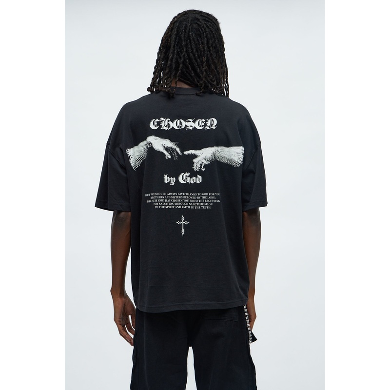 Saved Chosen By God Oversized Short Sleeve Tee – Black