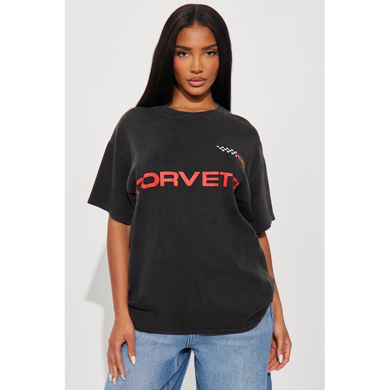 Corvette 96 Washed Front And Back Graphic Tee – Black Wash