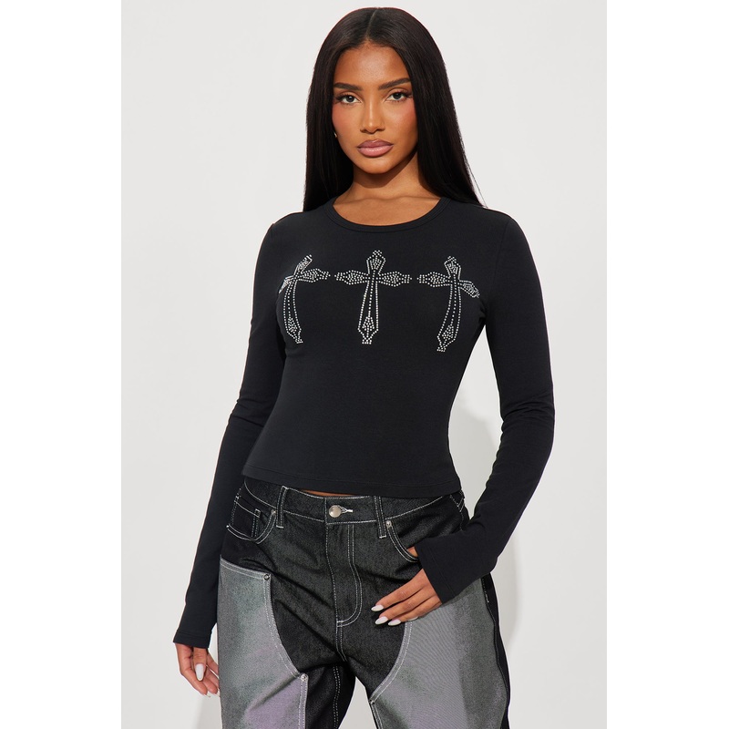 Nocturnal Princess Studded Baby Tee – Black